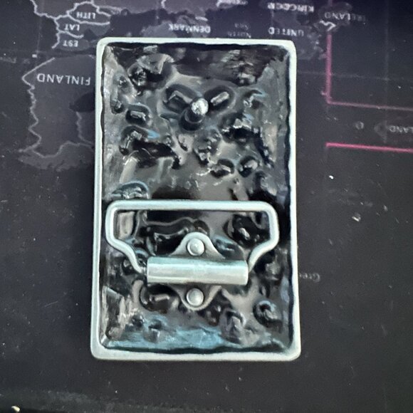 Gothic Skeleton Head Spade Belt Buckle Silver Black Biker Rocker Style - Picture 2 of 2